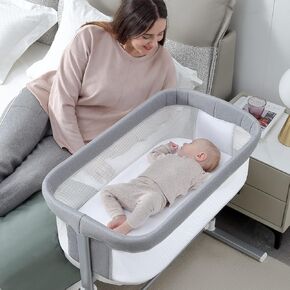 RONBEI Bassinet, Bedside Bassinet for Baby Breathable Mesh Baby Bassinet, Easy to Assemble Lightweight Portable Bassinets for Newborn Infants