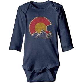Retro Vintage Colorado Mountain Boutique Baby Bodysuit Onesie Unisex Long Sleeve Navy, 0-6 Months