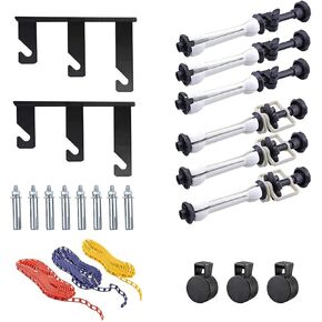 Photography Backdrop Wall Mount 3 Roller Support System, Manual Photo Background Ceiling Holder, Including 2 Tri-fold Hooks, 6 Expand Bars, 3 Chains, for Home Studio Live Stream Game Video