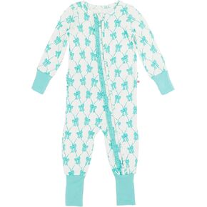 RuffleButts SoftSnooze™ Viscose from Bamboo Baby Girls Ruffle One Piece Convertible Pajamas