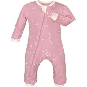 zippyjamz Organic Baby Footless Sleeper Pajamas with Inseam Zipper for Quicker and Easier Diaper Changes (Galaxy Love - Pink, 2T)