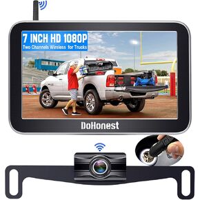 DoHonest RV Backup Camera Wireless HD 1080P with 7‘’ Touch Key DVR Monitor, 2023 Newest Version Rear View Camera Stable Signals Adapter for Furrion Pre-Wired for RVs,Truck,Trailer,IR Night Vision S21