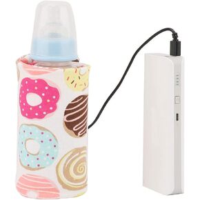 Portable Keep Bottle Warm, USB Travel Milk Heat Keeper, Baby Bottle Keep Warmer for Car Tavel, Storage Cover Insulation Thermostat(Donut, 12)