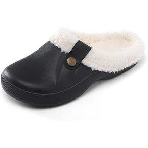 HUXMEYSON Slippers for Women Men Fur Lined Clogs, Memory Foam Indoor Outdoor Womens Slippers with Waterproof & Non-Slip, Warm & Cozy Sippers for All-Day Wear