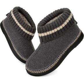 EverFoams Women's Bootie Slippers Non-slip Comfy Winter Indoor House Shoes with Knitted Collar