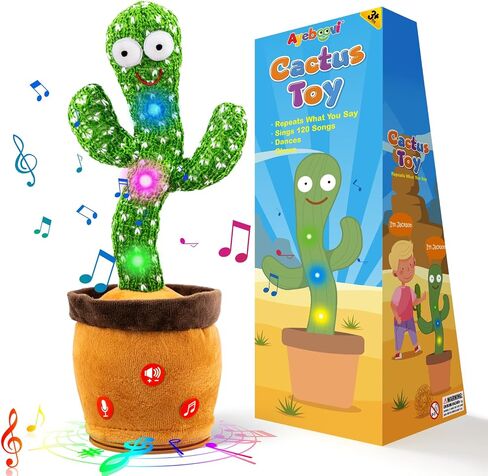 Ayeboovi Dancing Talking Cactus Baby Toy, Mimicking Recording Cactus Toy Repeats What You Say, Singing 120 Songs Toddler Toys Gifts for Birthday Pranks for Kids Autism Toys for 3 4 5 6+ Year Olds in Saudi Arabia