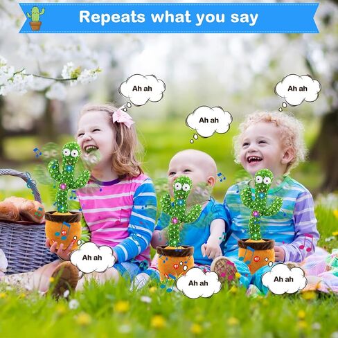 Ayeboovi Dancing Talking Cactus Baby Toy, Mimicking Recording Cactus Toy Repeats What You Say, Singing 120 Songs Toddler Toys Gifts for Birthday Pranks for Kids Autism Toys for 3 4 5 6+ Year Olds in Saudi Arabia
