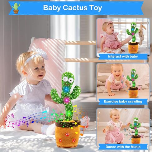 Ayeboovi Dancing Talking Cactus Baby Toy, Mimicking Recording Cactus Toy Repeats What You Say, Singing 120 Songs Toddler Toys Gifts for Birthday Pranks for Kids Autism Toys for 3 4 5 6+ Year Olds in Saudi Arabia
