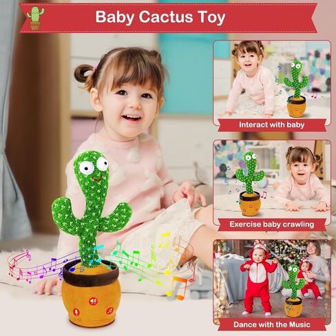 Ayeboovi Dancing Talking Cactus Baby Toy, Mimicking Recording Cactus Toy Repeats What You Say, Singing 120 Songs Toddler Toys Gifts for Birthday Pranks for Kids Autism Toys for 3 4 5 6+ Year Olds in Saudi Arabia