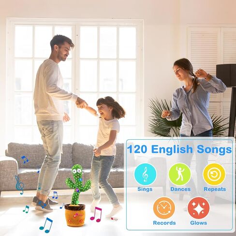 Ayeboovi Dancing Talking Cactus Baby Toy, Mimicking Recording Cactus Toy Repeats What You Say, Singing 120 Songs Toddler Toys Gifts for Birthday Pranks for Kids Autism Toys for 3 4 5 6+ Year Olds in Saudi Arabia