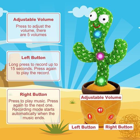 Ayeboovi Dancing Talking Cactus Baby Toy, Mimicking Recording Cactus Toy Repeats What You Say, Singing 120 Songs Toddler Toys Gifts for Birthday Pranks for Kids Autism Toys for 3 4 5 6+ Year Olds in Saudi Arabia