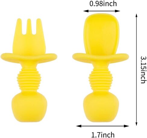 Baby Utensils Set, 8 Pack Silicone Baby Spoons and Forks Baby First Stage Self Feeding Utensils, Baby Led Weaning Utensils Toddler for Age 6+ Months- Pink, Green, Blue, Yellow in Saudi Arabia