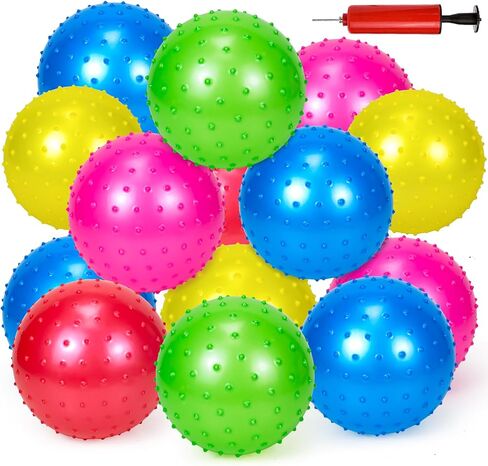 Hymaz 20P Knobby Balls for Kids Toddlers,9 Inch Bouncy Sensory Balls Spiky Massage Stress Balls Sensory Balls Party Favors,Toys Balls for Kids Toddlers,Fun Beach Ball with Pump in Saudi Arabia