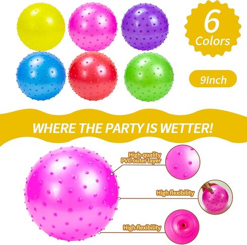 Hymaz 20P Knobby Balls for Kids Toddlers,9 Inch Bouncy Sensory Balls Spiky Massage Stress Balls Sensory Balls Party Favors,Toys Balls for Kids Toddlers,Fun Beach Ball with Pump in Saudi Arabia