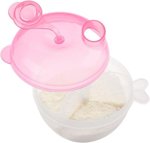 Accmor Baby Formula Dispenser for On-The-Go Feedings, Three-Compartment Non-Spill Formula Container to Go, Snack Milk Powder Dispenser for Traveling with Infant Toddler, Pink in Kuwait