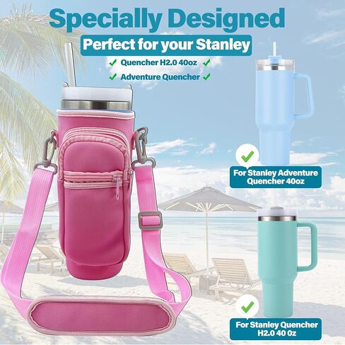 Water Bottle Carrier Bag Sleeve for Stanley Quencher 40oz Tumbler with Handle, Neoprene Water Bottle Sling Bag Sleeve Holder Carrier with Adjustable Shoulder Strap,Stanley Cup Accessories in Saudi Arabia