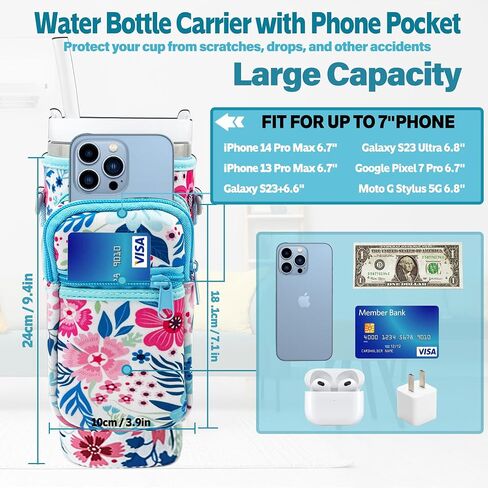 Water Bottle Carrier Bag Sleeve for Stanley Quencher 40oz Tumbler with Handle, Neoprene Water Bottle Sling Bag Sleeve Holder Carrier with Adjustable Shoulder Strap,Stanley Cup Accessories in Saudi Arabia
