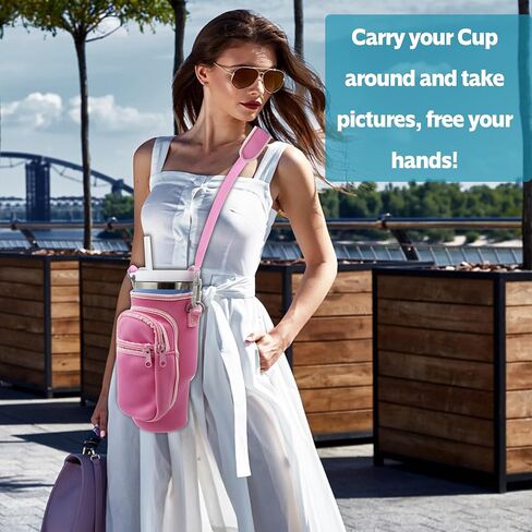 Water Bottle Carrier Bag Sleeve for Stanley Quencher 40oz Tumbler with Handle, Neoprene Water Bottle Sling Bag Sleeve Holder Carrier with Adjustable Shoulder Strap,Stanley Cup Accessories in Saudi Arabia