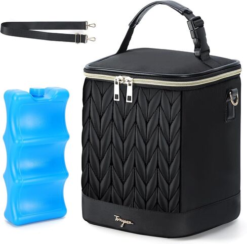Breastmilk Cooler Bag with Ice Pack, Fits 6 Baby Bottles up to 9 Ounces, Tear-Resistant Insulated Baby Bottle Bag with Shoulder Strap, Portable and Stylish for Nursing Moms in Kuwait