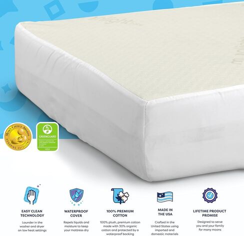 Little Dreamer Crib Mattress Cover, Ecru, Hypoallergenic - Mattress Not Included | Plush Cotton and Hypoallergenic in Kuwait