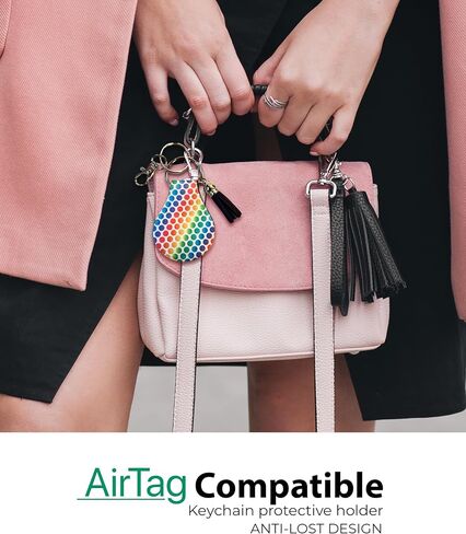 Americana Neoprene AirTag Case Keychain - Patriotic Red, White, and Blue Design, Compatible with Apple AirTag for Keys & Wallets - Anti-Scratch GPS Tracker Holder with Ring and Clip in Kuwait