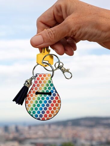 Americana Neoprene AirTag Case Keychain - Patriotic Red, White, and Blue Design, Compatible with Apple AirTag for Keys & Wallets - Anti-Scratch GPS Tracker Holder with Ring and Clip in Kuwait