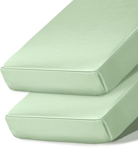 Ersmak 2 Pack Satin Crib Sheets for Baby, Silky Comfy Breathable Crib Sheets for Standard Crib and Toddler Mattresses (Sage Green, 28 x 52 x 9 in) in Kuwait