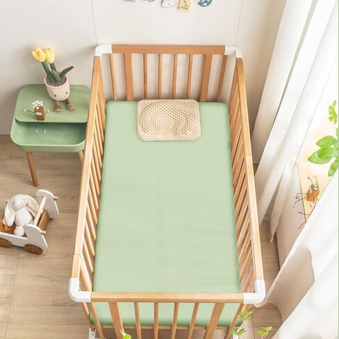 Ersmak 2 Pack Satin Crib Sheets for Baby, Silky Comfy Breathable Crib Sheets for Standard Crib and Toddler Mattresses (Sage Green, 28 x 52 x 9 in) in Kuwait
