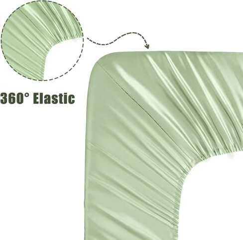 Ersmak 2 Pack Satin Crib Sheets for Baby, Silky Comfy Breathable Crib Sheets for Standard Crib and Toddler Mattresses (Sage Green, 28 x 52 x 9 in) in Kuwait