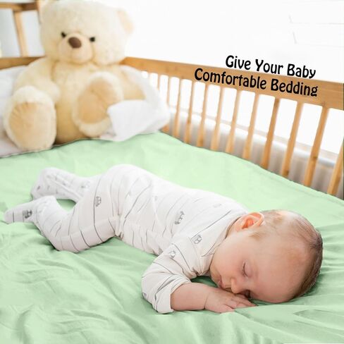 Ersmak 2 Pack Satin Crib Sheets for Baby, Silky Comfy Breathable Crib Sheets for Standard Crib and Toddler Mattresses (Sage Green, 28 x 52 x 9 in) in Kuwait