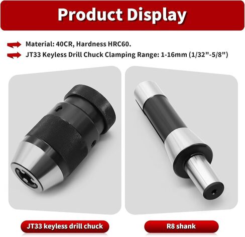 Super Heavy Duty 1/32"-5/8" B18 Drill Chuck with R8 Shank Adapter Precision Integrated Keyless Drill Chuck in Saudi Arabia