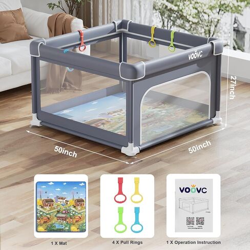 Premium Baby Playpen with Mat, 71x60 Inches Extra Large Playpen for Babies and Toddlers, Indoor & Outdoor Activity Center, Safety Baby Play Pen with Gate Prints in Saudi Arabia