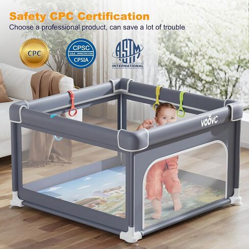 Premium Baby Playpen with Mat, 71x60 Inches Extra Large Playpen for Babies and Toddlers, Indoor & Outdoor Activity Center, Safety Baby Play Pen with Gate Prints in Saudi Arabia