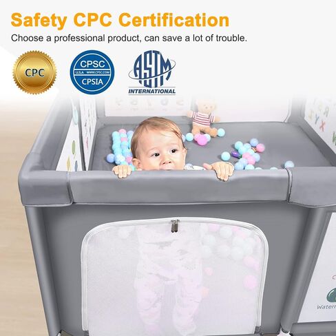 Premium Baby Playpen with Mat, 71x60 Inches Extra Large Playpen for Babies and Toddlers, Indoor & Outdoor Activity Center, Safety Baby Play Pen with Gate Prints in Saudi Arabia