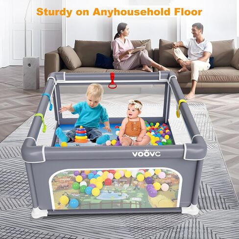 Premium Baby Playpen with Mat, 71x60 Inches Extra Large Playpen for Babies and Toddlers, Indoor & Outdoor Activity Center, Safety Baby Play Pen with Gate Prints in Saudi Arabia