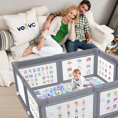 Premium Baby Playpen with Mat, 71x60 Inches Extra Large Playpen for Babies and Toddlers, Indoor & Outdoor Activity Center, Safety Baby Play Pen with Gate Prints in Saudi Arabia