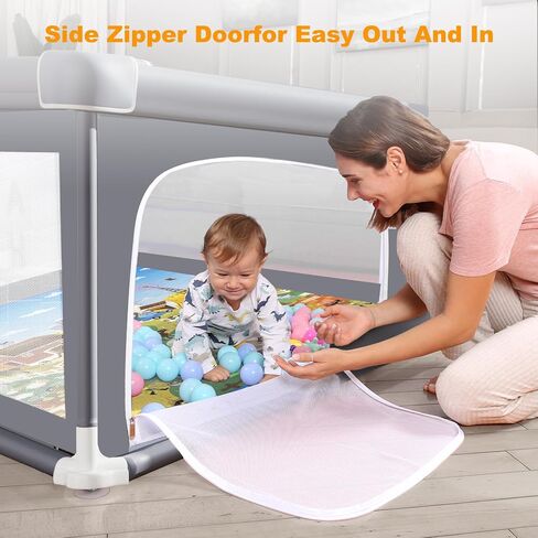 Premium Baby Playpen with Mat, 71x60 Inches Extra Large Playpen for Babies and Toddlers, Indoor & Outdoor Activity Center, Safety Baby Play Pen with Gate Prints in Saudi Arabia