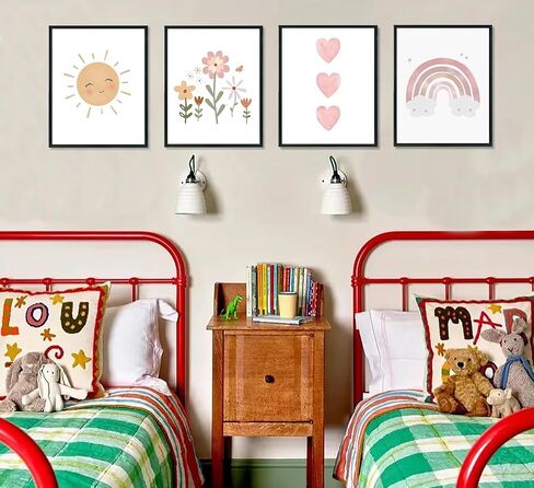 ULEGIE Toddler Affirmations Decor, Yellow Pink Purple Girls Affirmation Wall Art Decor Set of 4 Posters & Prints, Pastel Boho Rainbow Floral Girls Room Nursery Wall Decoration, 8x10 Inch Unframed in Kuwait