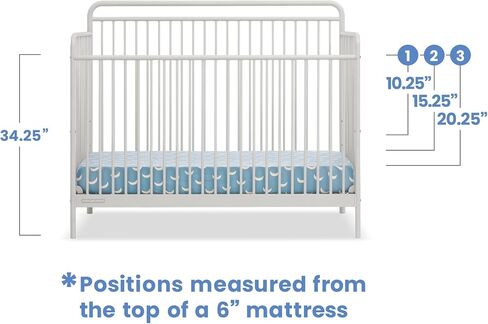 Delta Children Farmhouse 6-in-1 Convertible Crib - Greenguard Gold Certified, Textured White in Saudi Arabia