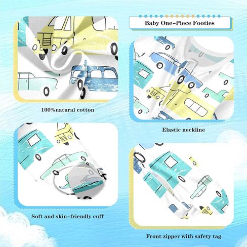 Dussdil Baby One-Piece Footies Newborn Rompers Pajamas Cotton Footed Pjs for Sleep Play Boys Girls in Saudi Arabia