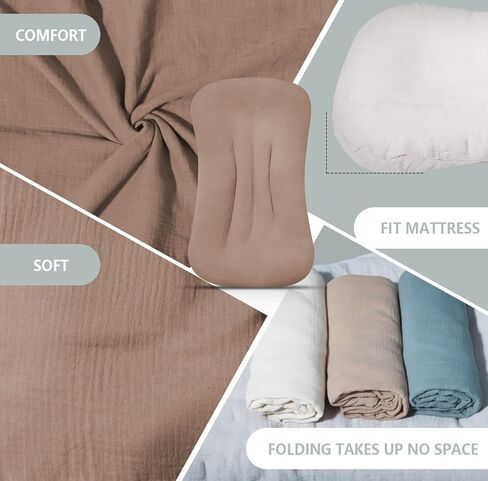 Muslin Baby Lounger Cover Organic Cotton Removable Slipcover Fits Infant Lounger Pillow Soft Comfortable Newborn Padded Lounger Cover Floor Seat Cover for Boys and Girls (Brown) in Saudi Arabia