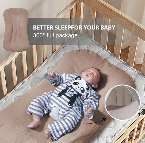 Muslin Baby Lounger Cover Organic Cotton Removable Slipcover Fits Infant Lounger Pillow Soft Comfortable Newborn Padded Lounger Cover Floor Seat Cover for Boys and Girls (Brown) in Saudi Arabia