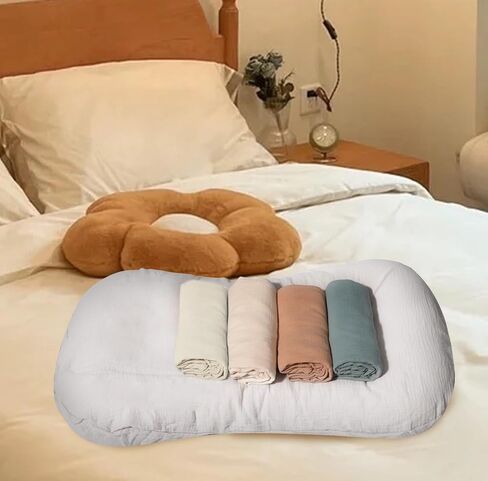 Muslin Baby Lounger Cover Organic Cotton Removable Slipcover Fits Infant Lounger Pillow Soft Comfortable Newborn Padded Lounger Cover Floor Seat Cover for Boys and Girls (Brown) in Saudi Arabia