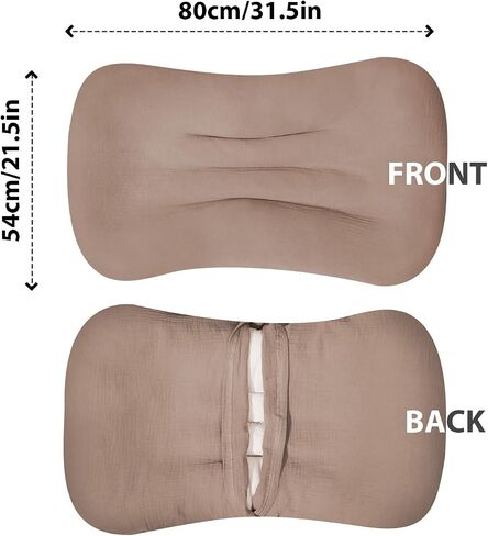 Muslin Baby Lounger Cover Organic Cotton Removable Slipcover Fits Infant Lounger Pillow Soft Comfortable Newborn Padded Lounger Cover Floor Seat Cover for Boys and Girls (Brown) in Saudi Arabia