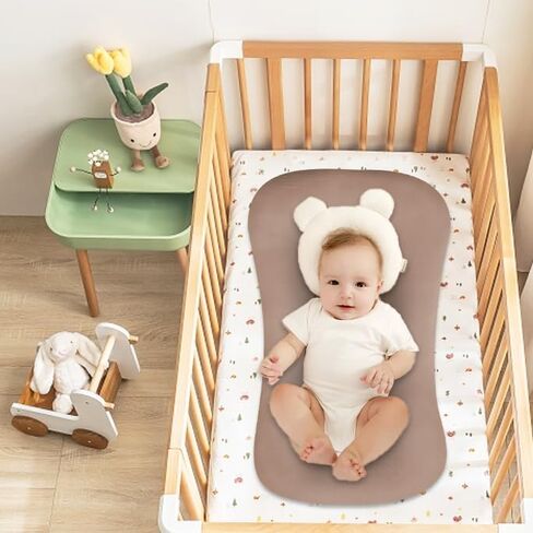 Muslin Baby Lounger Cover Organic Cotton Removable Slipcover Fits Infant Lounger Pillow Soft Comfortable Newborn Padded Lounger Cover Floor Seat Cover for Boys and Girls (Brown) in Saudi Arabia