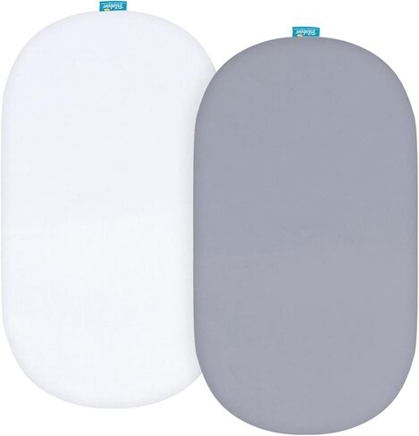 Bassinet Sheets Fit for Rectangle, Hourglass or Oval Bassinet Mattress | Universal Fitted Sheet for Various Bassinet Mattress, Unisex Baby Bassinet Sheets for Baby Boy Girl, 2 Pack(White & Gray) in Saudi Arabia
