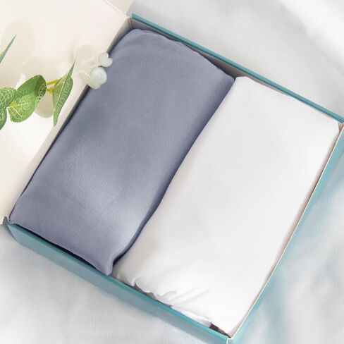 Bassinet Sheets Fit for Rectangle, Hourglass or Oval Bassinet Mattress | Universal Fitted Sheet for Various Bassinet Mattress, Unisex Baby Bassinet Sheets for Baby Boy Girl, 2 Pack(White & Gray) in Saudi Arabia