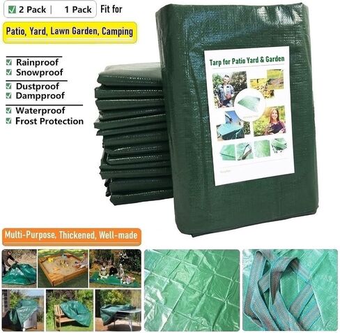7x7 Ft Yard Garden Leaf Tarp W/ 4 Handles Waterproof Tarp for Sandbox Cover,Outdoor Tarpaulin,Lawn Debris,Landscape Pruning,Leaf Hauler,Tent Footprint,Camping Tent Mat,Patio Table,Yard Fire Pit Cover in Kuwait