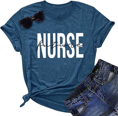 Future Nurse Shirt Women Nursing School Tshirt Nurse Life T-Shirt Casual Short Sleeve Tee Tops in Saudi Arabia