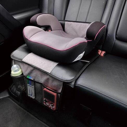 Lower Child Seat Protection Mat - Universal Car Seat Protector for Children - Baby Car Seat Protector with 3 Net Storage Pockets - Under Car Seat Protector with Thick Padding in Saudi Arabia